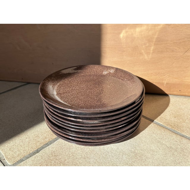 Ceramic Handmade Ceramic Dinner and Serving Plates from Serocka, Germany, 1970s, Set of 10 For Sale - Image 7 of 13