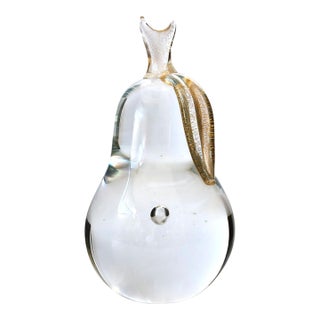 Midcentury 10" Hand-Blown Murano Glass Pear For Sale