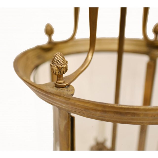 Wonderful ormolu lantern in the Regency manner. Hand crafted from ormolu with glass panels. Great architectural light for...