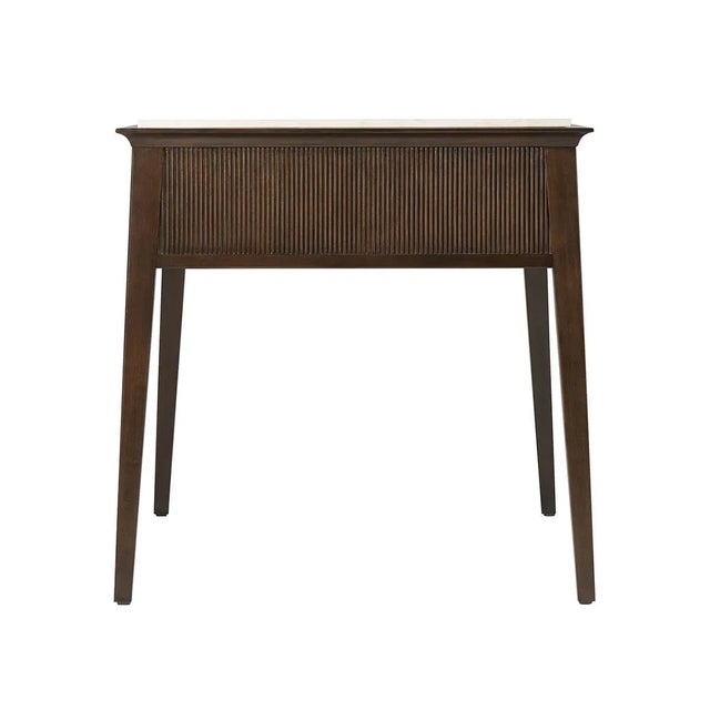 crafted from Prima Vera in our Bistre finish and complimented by a beautifully honed inset Crema Marfil marble stone top,...