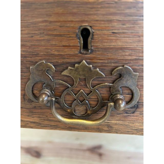 Brown Antique English Library Desk With Leather Top For Sale - Image 8 of 16