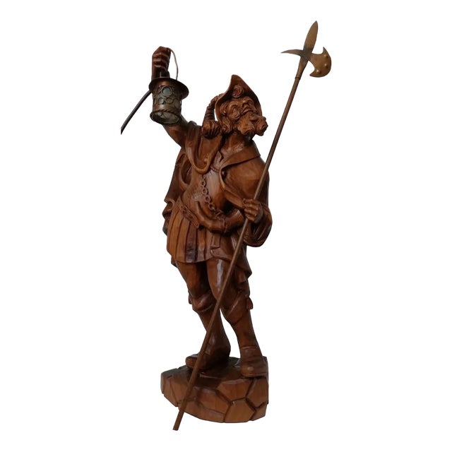 Brienz Carved Night Watchman with Lantern, 1945 For Sale