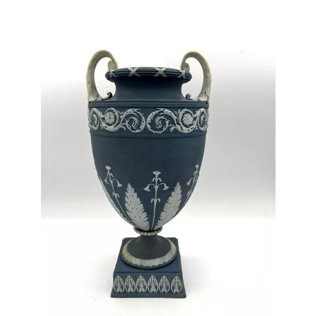 Rare Late 18th Century Antique Wedgwood Urn in Pale Blue and on a Pedestal Base For Sale In Washington DC - Image 6 of 13