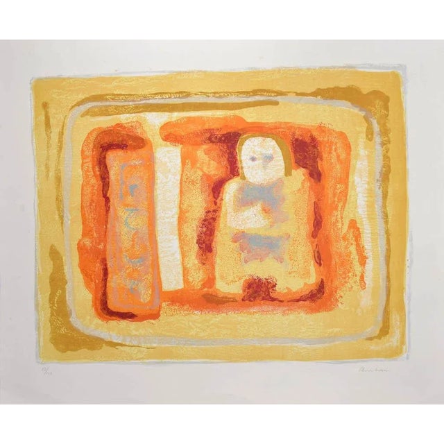 Orangish Figure is original lithograph realized by Sami Burhan. Hand-signed, numbered, edition of 22/100 prints, on the...