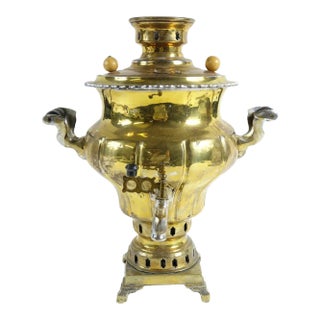Late 19th Century Antique Brass Russian Samovar 4 For Sale