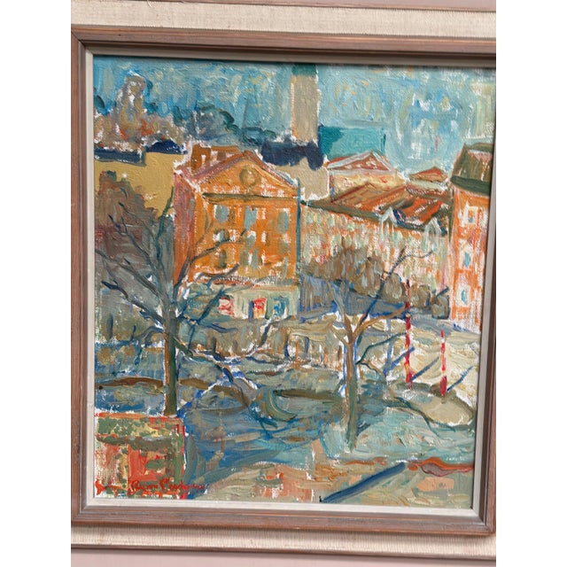Rune Person, City Scene, 1950s, Oil Painting on Canvas, Framed For Sale - Image 7 of 18