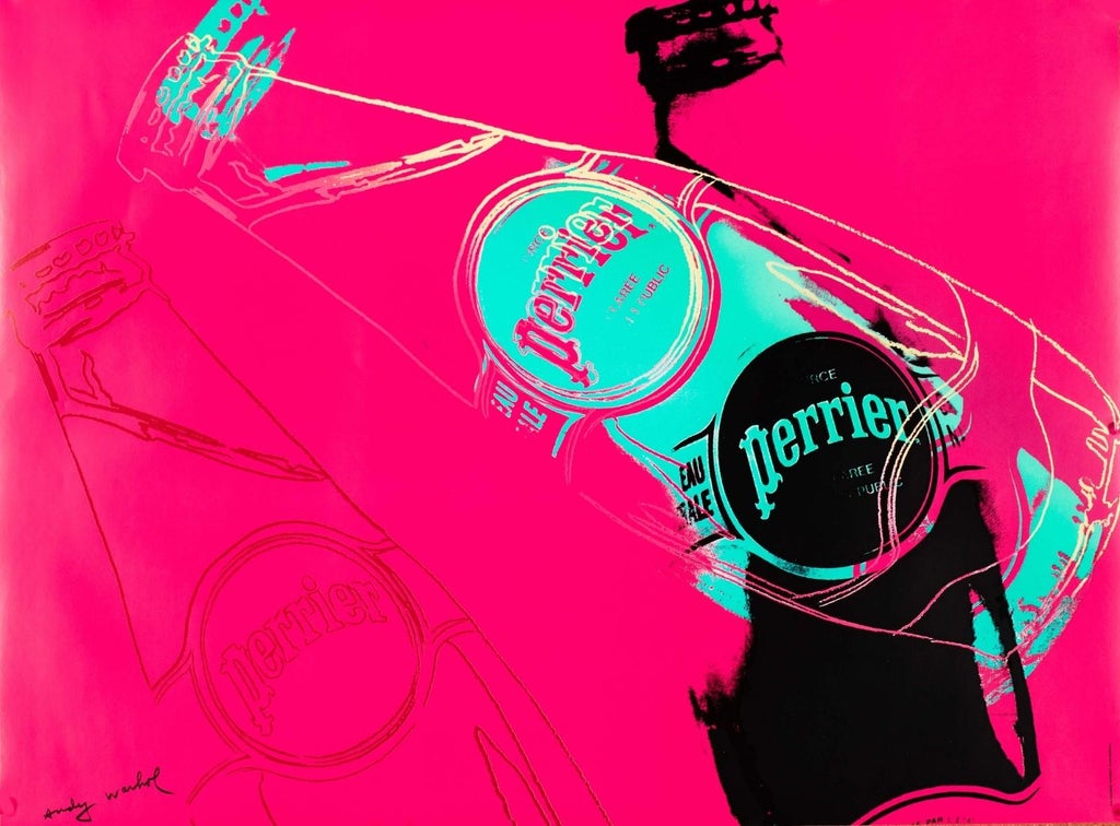 1980s Perrier by Andy Warhol Vintage Pop Art Poster on Linen