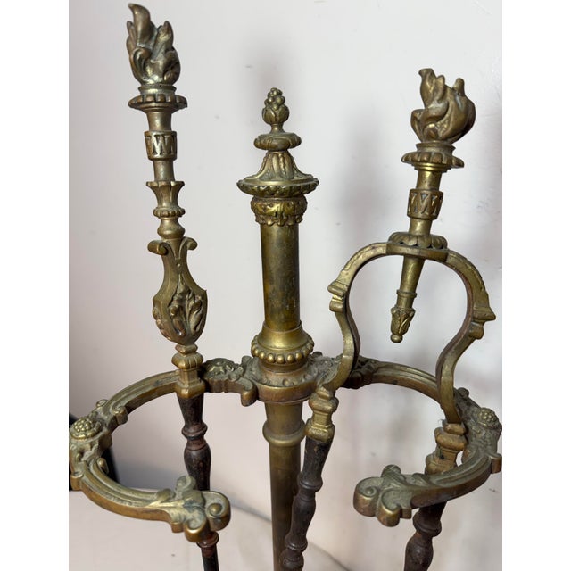 Up for sale is a very high quality 19th century gilt bronze fireplace tool set. The set is made of very thick gold gilded...