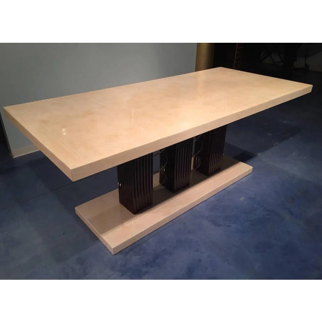 Mid-Century Modern Art Deco Italian Parchment Dining Table, 1940s For Sale - Image 3 of 11