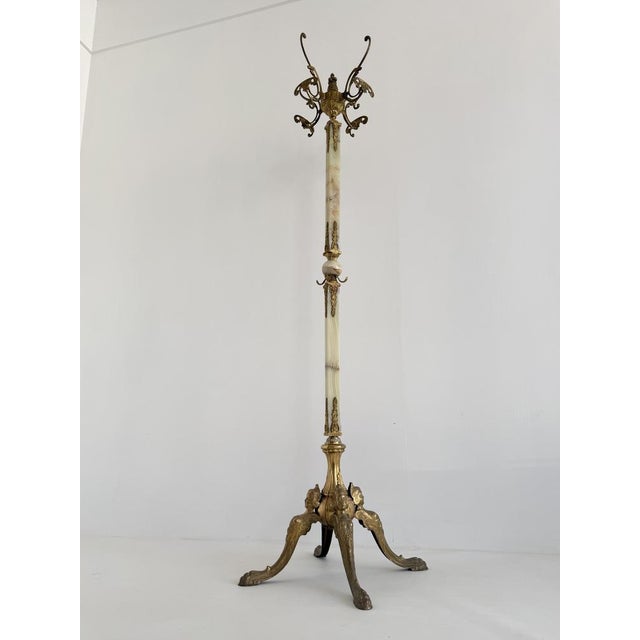 Vintage Italian Onyx Marble and Brass Hall Tree with Rotating Crown and Sculptural Base, 1960s For Sale - Image 18 of 18