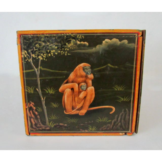 Vintage Anglo-Indian Hand-Painted & Crafted Wood and Brass Apothecary and/or Storage Box For Sale - Image 13 of 18
