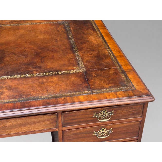 Large 18th Century George III Mahogany Partners Desk, 1790 For Sale - Image 12 of 14