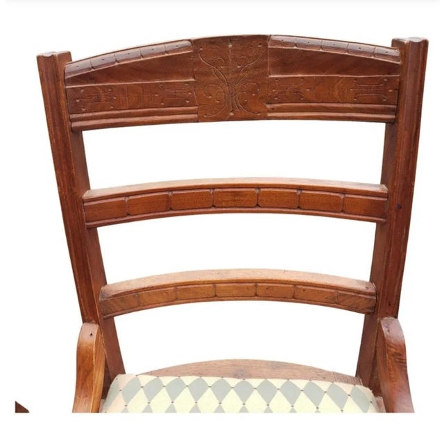 Late 19th Century Pair of Eastlake Victorian Reupholstered Mahogany Side Chairs, Circa 1890s - a Pair For Sale - Image 5 of 11