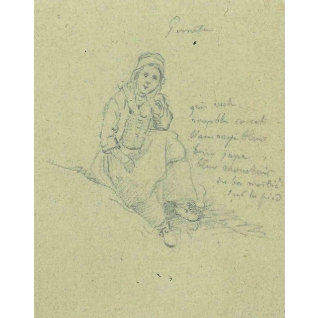 Paul Has, The Maiden, Original Drawing, 19th-Century For Sale