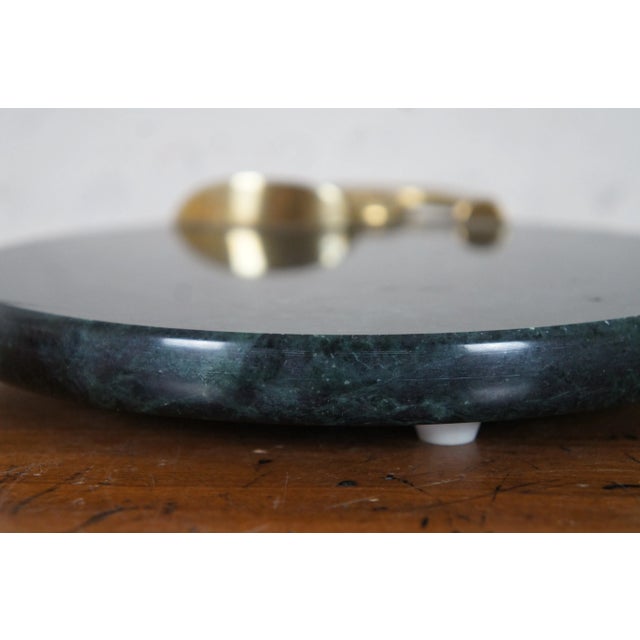 Vintage Green Marble Brass French Horn Cheese Plate Serving Tray For Sale - Image 4 of 12
