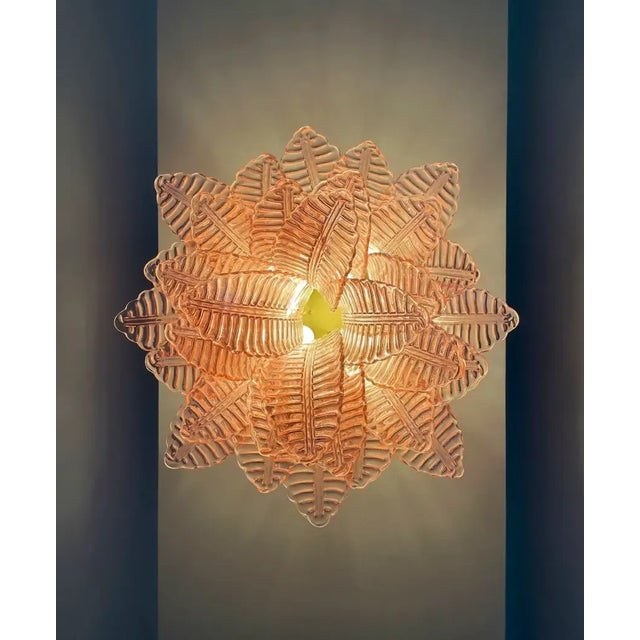 Mid-Century Modern Murano Ceiling Lamp, 32 Pink Felci Glasses For Sale - Image 3 of 9