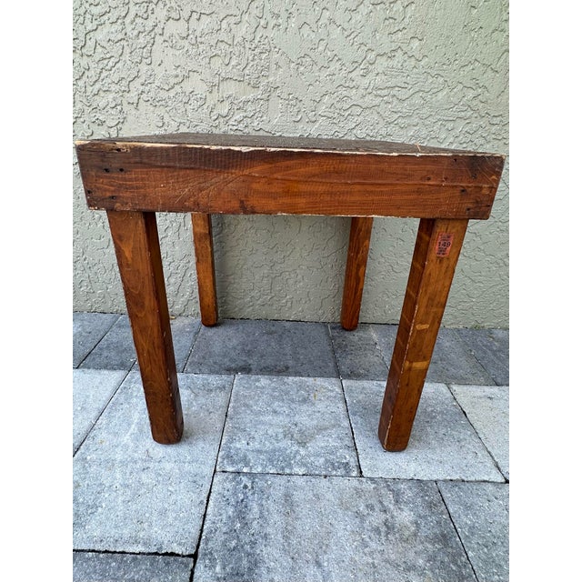 Antique Early 20th Century Handmade Wooden Rustic Farmhouse Style Accent Table/Stool For Sale - Image 4 of 11