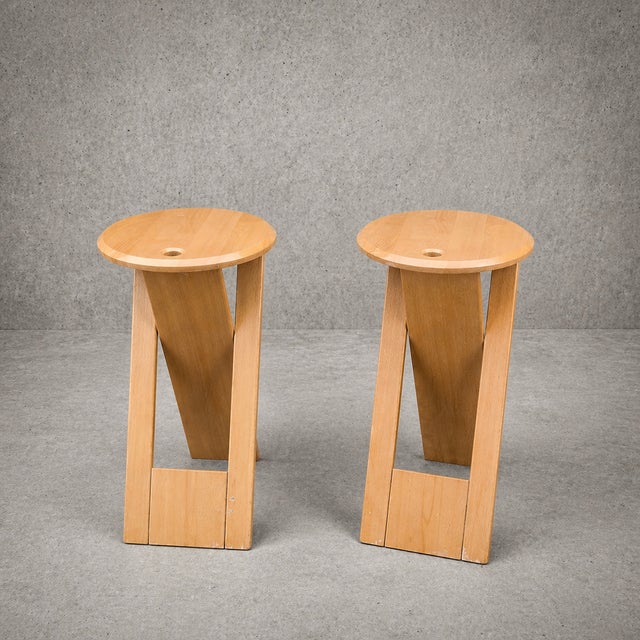 Vintage Suzy Folding Stools in Beech by Adrian Reed, 1980s, Set of 2, in Very Good conditions. Designed 1980 to 1989