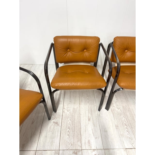 Italian Leather Chairs, 1970s, Set of 4 For Sale - Image 12 of 15