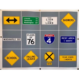 Paul M. Levy, Pop Art 1970s Vintage Silkscreen Screen Print Street Signs Titled Calendar, 1975 For Sale