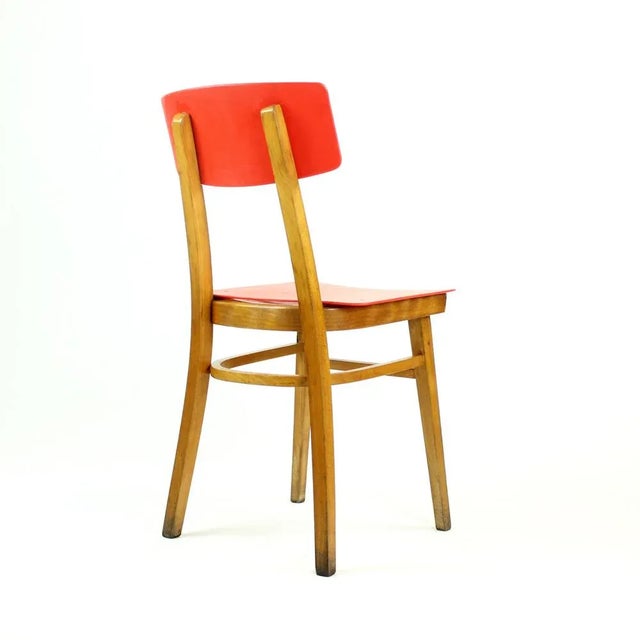 1960s Red Plastic & Beech Chair, 1960s For Sale - Image 5 of 9