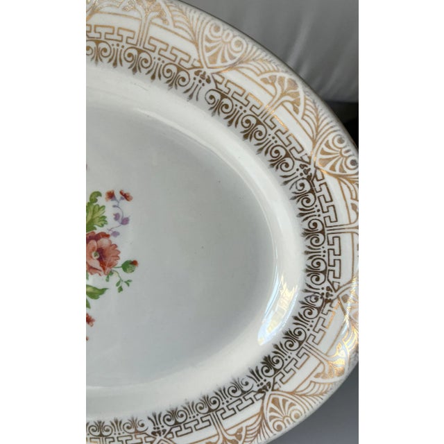 1950’s Pink Floral and Gold Edge Oval Platter For Sale - Image 4 of 7