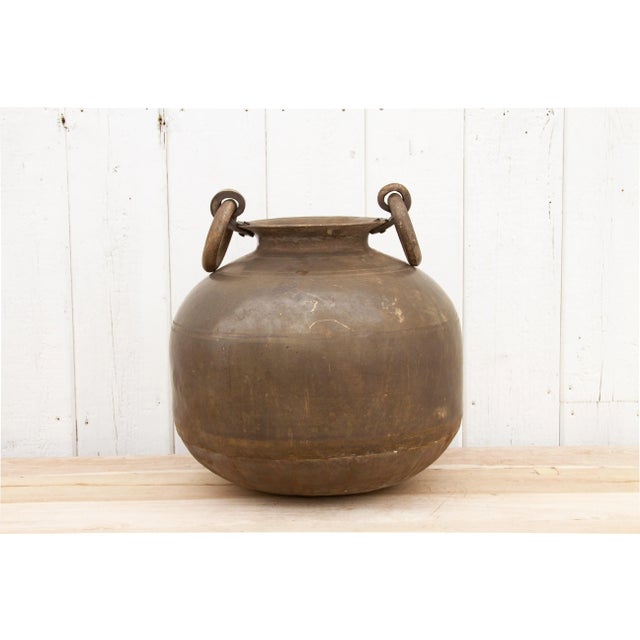 Handsome Indian Antique Brass Pot For Sale - Image 9 of 9
