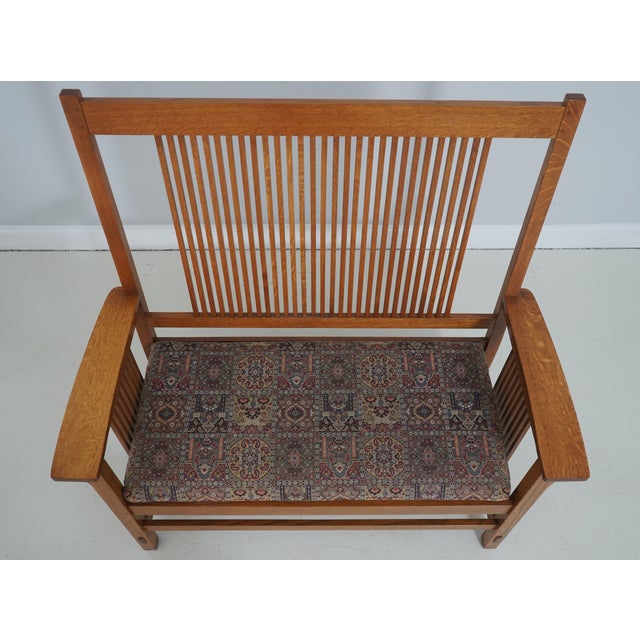 Mission Stickley Mission Oak Spindle Settee Loveseat For Sale - Image 3 of 18