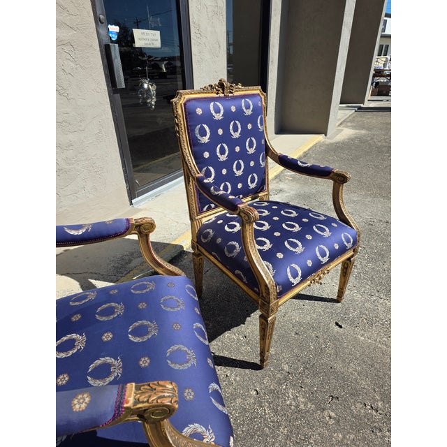 Pair of Louis XVI Style Giltwood Chairs For Sale In San Antonio - Image 6 of 12