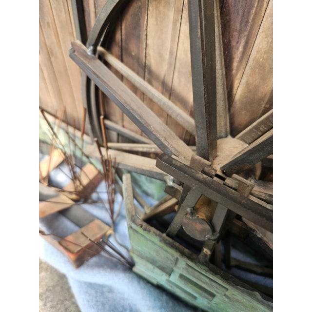Curtis Jere Curtis Jere 1970s Brutalist Metal Mill Farmhouse Water Wheel Wall Art Sculpture For Sale - Image 4 of 14