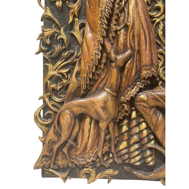 Carved Oak Panel with Gallant Scene For Sale - Image 6 of 13