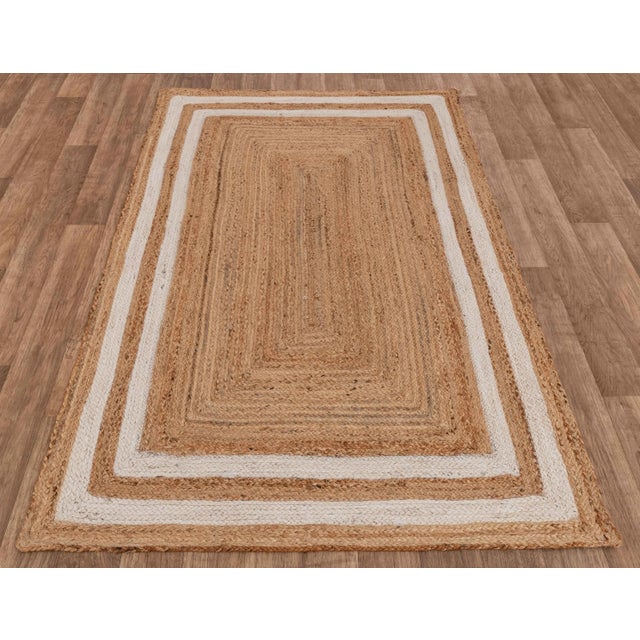 Not Yet Made - Made To Order White Border Rectangle Jute Handmade Rug 3'x5' Ft. For Sale - Image 5 of 10