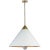 Kelly Wearstler for Visual Comfort Signature Cleo Large Pendant in Antique-Burnished Brass & White Marble with White Shade with Gild Interior For Sale