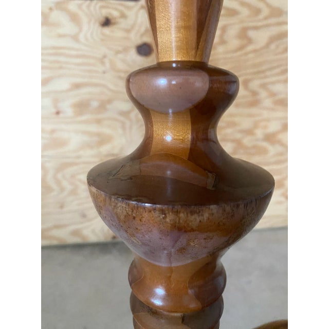 Charming Carved Wood Turned Lamp For Sale - Image 10 of 10