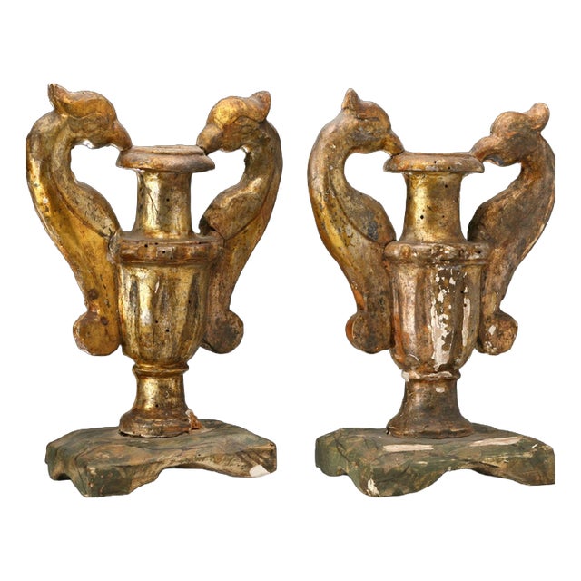 Gilded Wooden Vases in Mecca For Sale