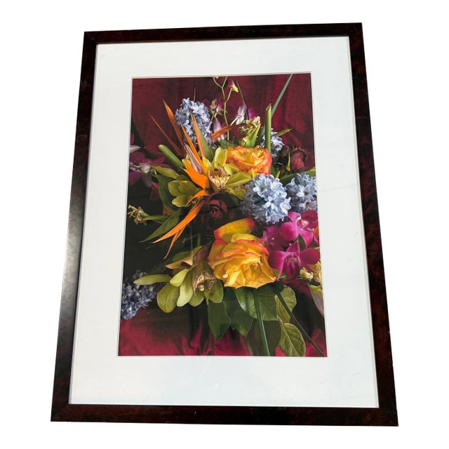 Large Phyllis Rose Framed Flowers Art Original Numbered 30/75 J.Pocker Frame For Sale