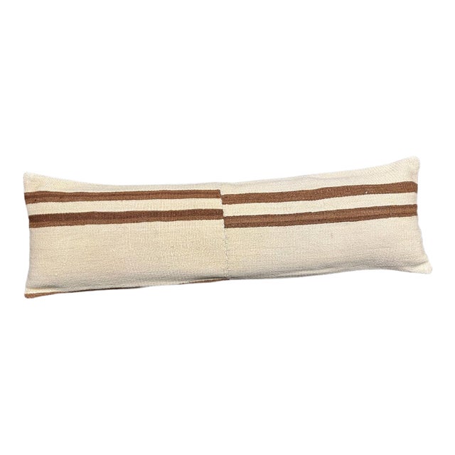 Turkish Hemp Pillow Cushion Natural Beige Brown Cushion Cover 14x45 For Sale