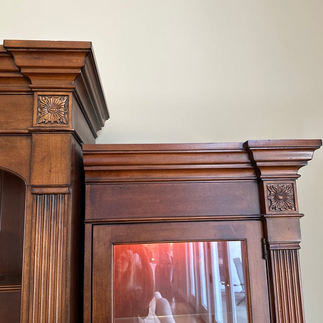 Ethan Allen Tuscan Media Lift Cabinet With Glass Book Shelf Cabinets For Sale - Image 10 of 12