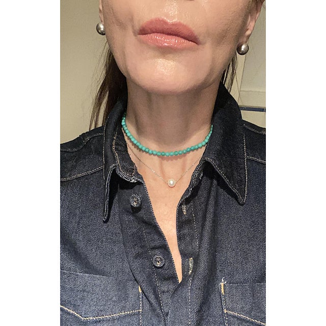 Metal Turquoise Bead Necklace and Choker Necklace For Sale - Image 7 of 13