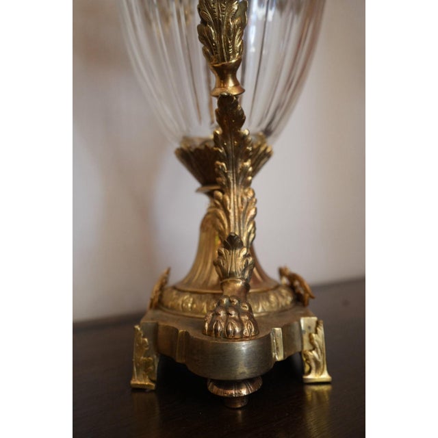 Antique Signed French Gilt Bronze Mounted Diamond Cut Baccarat Crystal Urns - Pair For Sale - Image 12 of 12