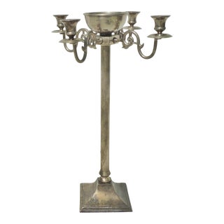 Late 20th Century Church Altar Silverplate Standing Holy Water Font Candelabra For Sale