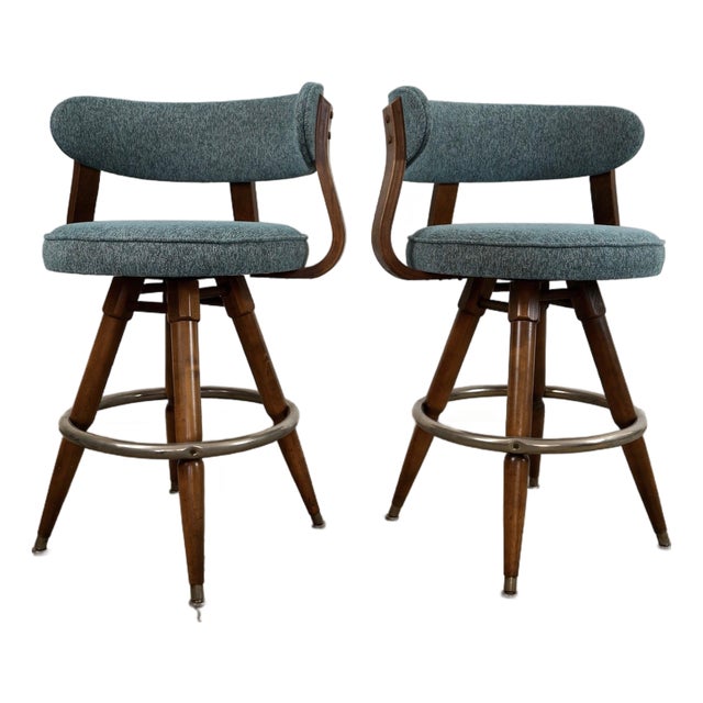 1960’s Mid-Century Modern Bentwood Counter Stools - A Pair For Sale