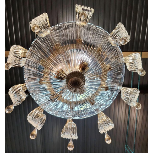 Vintage Murano Chandelier in Clear Blown Glass, 1950s For Sale - Image 6 of 7