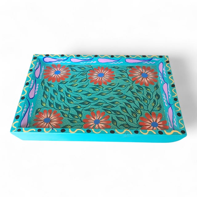 Original Hand Painted Folk Art Style Tray For Sale - Image 4 of 17