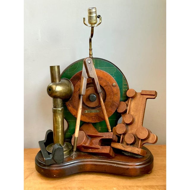 Vintage Wood and Metal Maritime Assemblage Lamp For Sale - Image 9 of 12