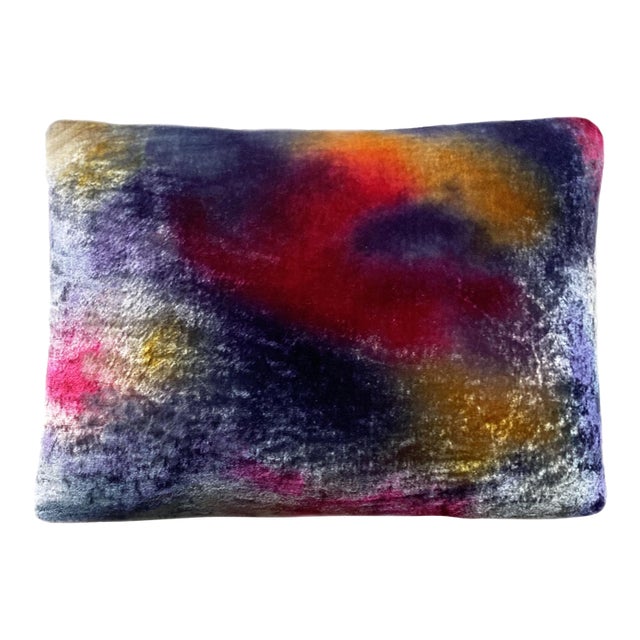 Rousseau Hand Painted Silk Velvet Pillow, Abstract Twilight, 12 X 16 For Sale