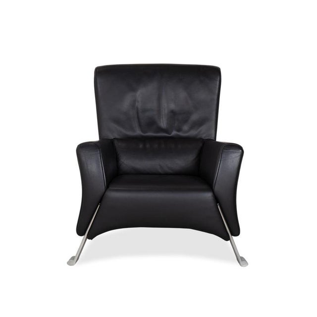 Set of Model 322 Armchair and Ottoman in Black Leather from Rolf Benz For Sale - Image 13 of 18