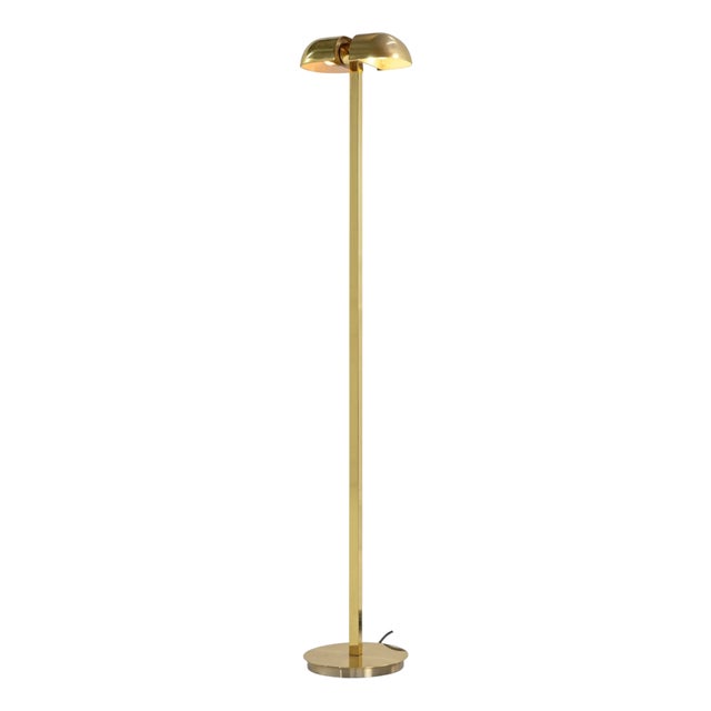 Vintage Floor Lamp in Brass and Bronze with Double Tilting Light by Lumi Milano, 1960s For Sale