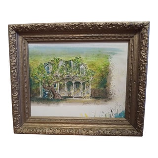 Framed Water Color Painting of a House Signed by Artist For Sale