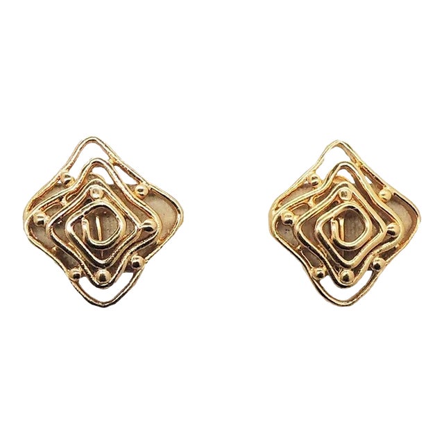 1973 Vintage Signed Napier "Maze" Clip Earrings- 2 Pieces For Sale